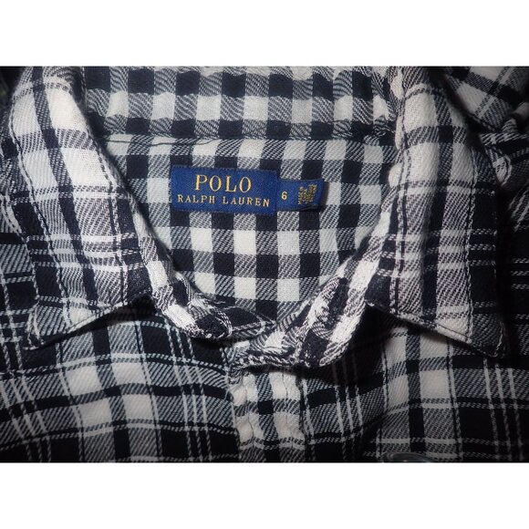 Polo Ralph Lauren Women's Western Plaid Shirt-Black/White size‎ 6 Pearl Snap - Picture 7 of 7